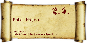 Mahl Hajna névjegykártya